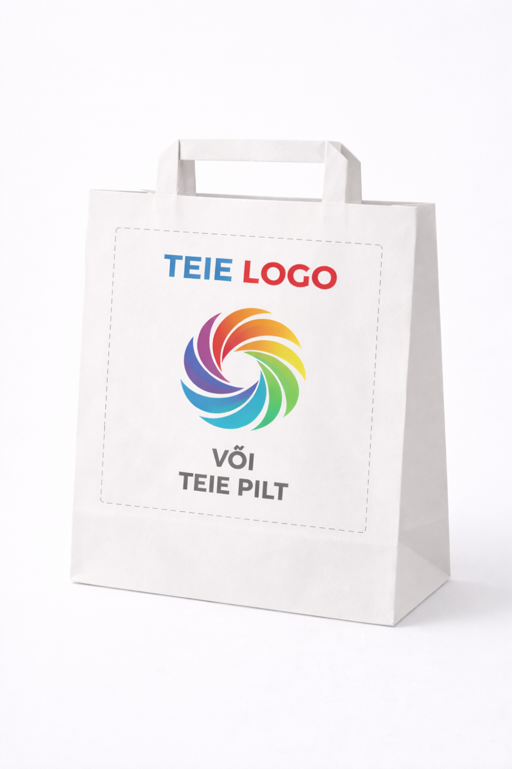 Trükk valgele paberkotile 28 × 22 × 10 cm