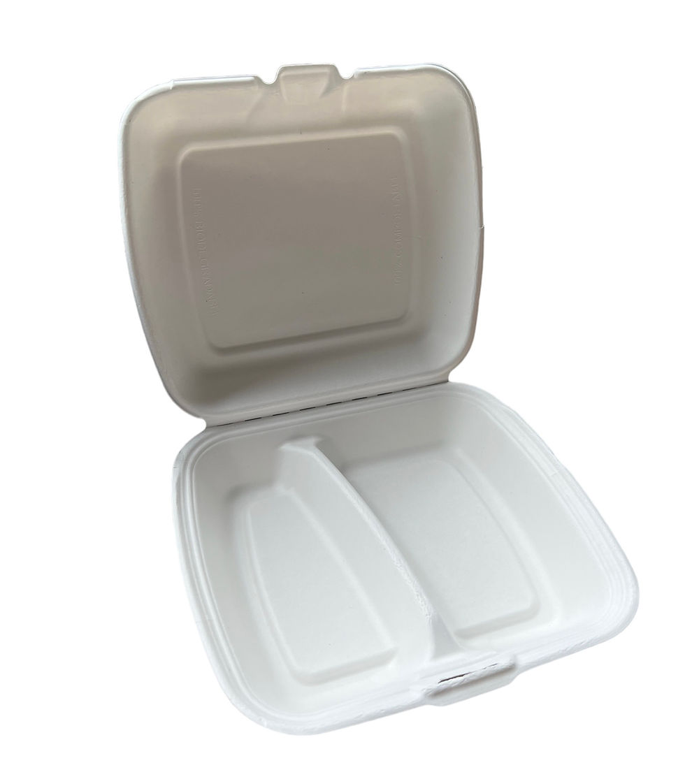 2-osaline suhkruroo toidukarp, 23 × 20 × 4 cm (pakendis 50 tk)