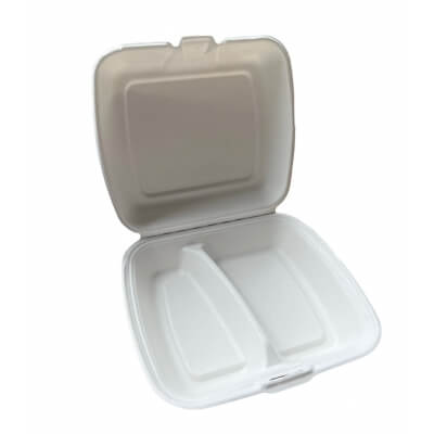 2-osaline suhkruroo toidukarp, 23 × 20 × 4 cm (pakendis 50 tk)