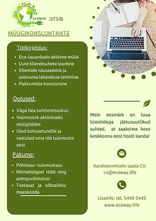 Ecoway otsib m&uuml;&uuml;gikonsultante