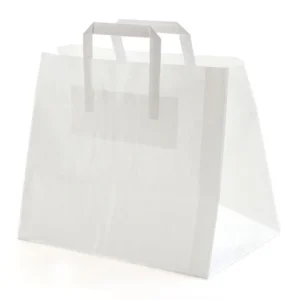 Valge paberkott sangadega (32×22×28 cm) – hulgipakend 250tk